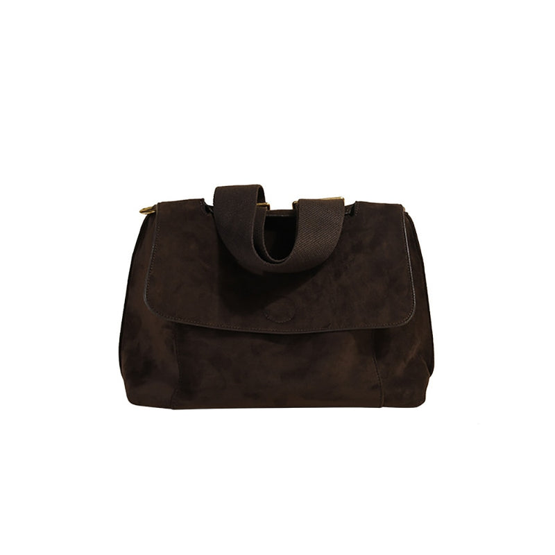 Nubuck PU Leather Flap Shoulder Bags For Women Vintage Wide Strap Crossbody Bag Large Capacity Women Designer Handbags Tote Bag