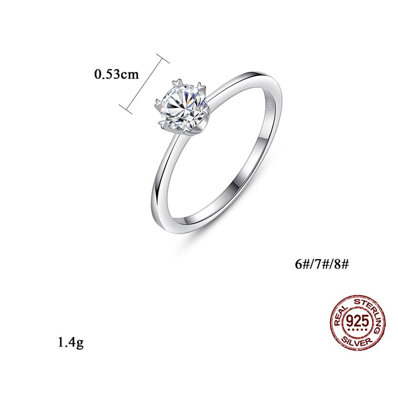 OEVAS Sparkling 0.5 Carat Real Moissanite Wedding Rings For Women Top Quality 100% 925 Sterling Silver Party Fine Jewelry Gifts