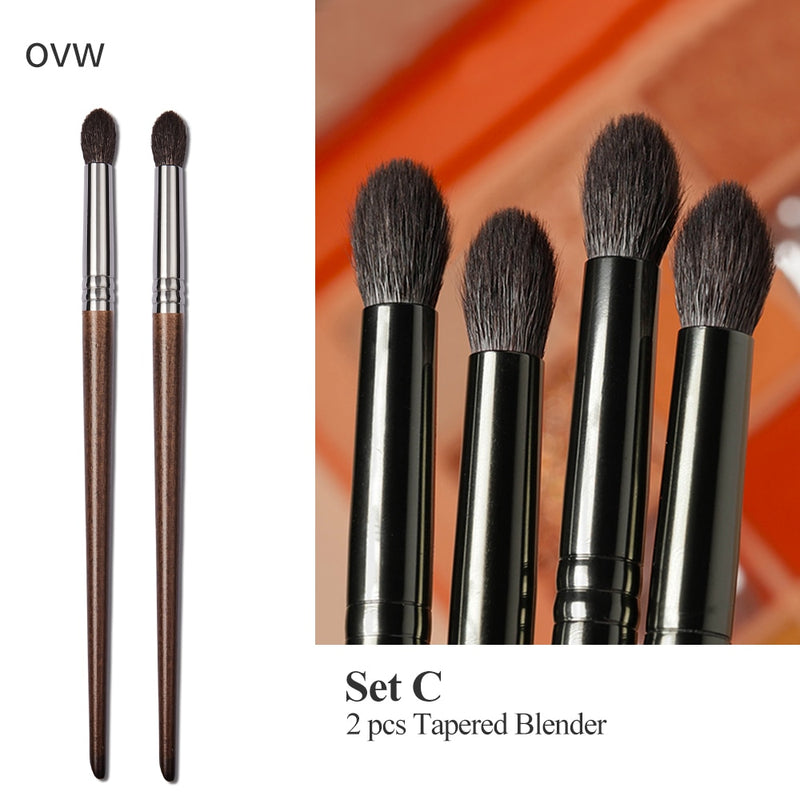 OVW Cosmetic 2/6 pcs Goat Hair Makeup Eye Shadow Brush Set Tool Ultra Soft Make Up Tapered Blender Diffuse Kit Cut Crease Brush
