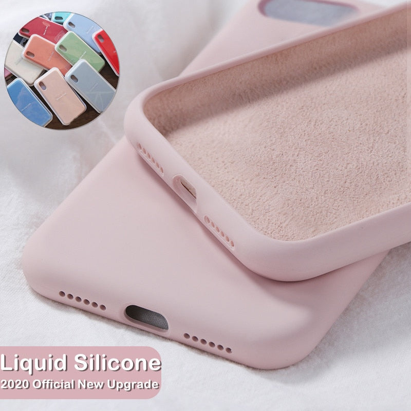 Official Liquid Silicone Phone Case for iphone 12 11 Pro Max Mini X XS MAX XR 7 8 6S Plus SE 2020 Full Protective Original Cover