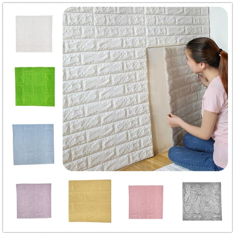 One Piece 3D Wallpaper Stone Brick Wall Stickers Panel Eco Foam Wall Decals Covers DIY Self Adhensive Wall Decoration Room Decor