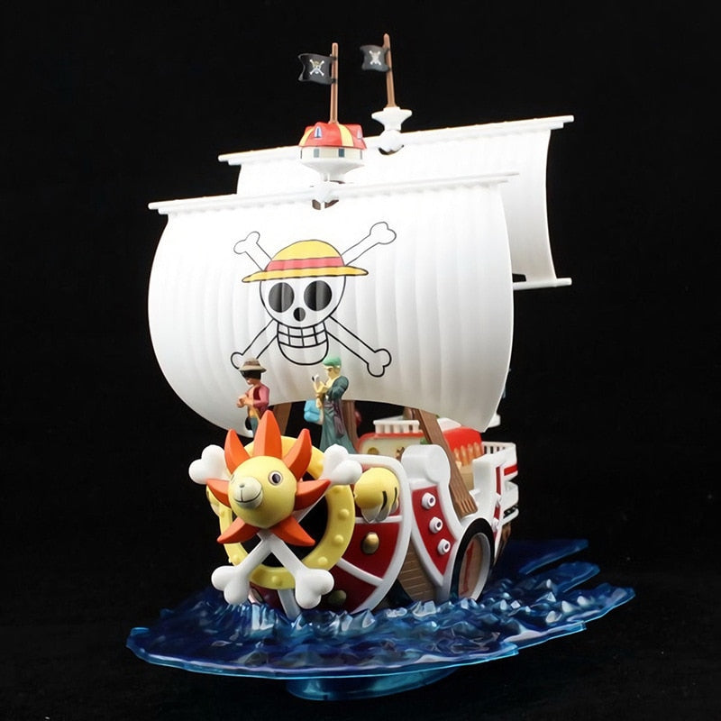 One Piece Figure Straw Hat Thousand Sunny Shanks Red Force Heart Pirates Polar Tang Submarine Pirate Ship Marine Garp Model Toys