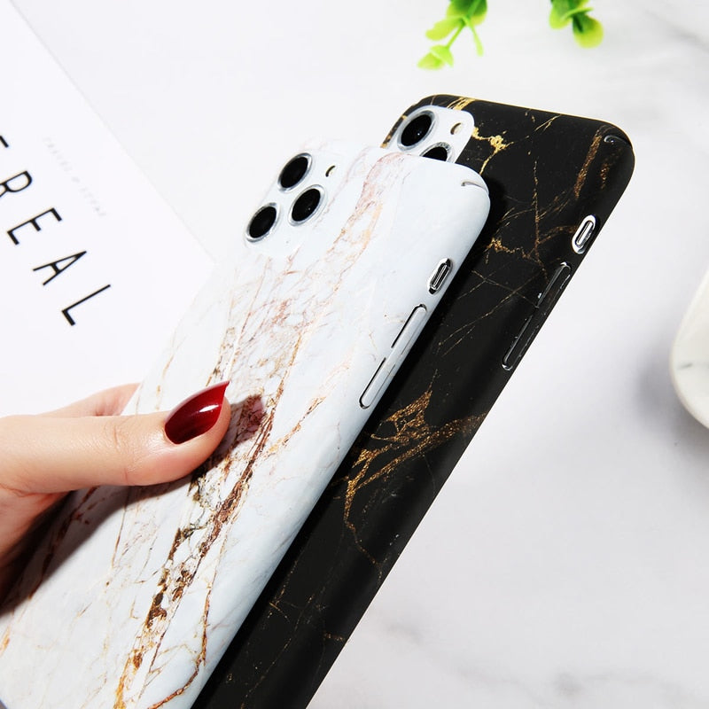 Ottwn For iPhone 11 12 Pro Max 7 8 6 Plus Marble Stone Texture Phone Case For iPhone XR X XS Max Colorful Graffiti Hard PC Cover