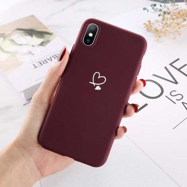 Ottwn For iPhone 11 Pro Max XS Max XR X 8 7 6 6s Plus Love Heart Couples Case Candy Color For iPhone 12 Pro Soft Silicone Cover
