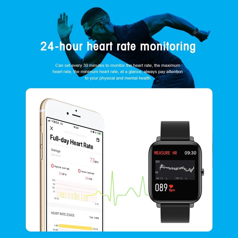 P2 2020 Smart Watch Waterproof Fitness Sport Watch Heart Rate Tracker Call/Message Reminder Bluetooth Smartwatch For Android iOS