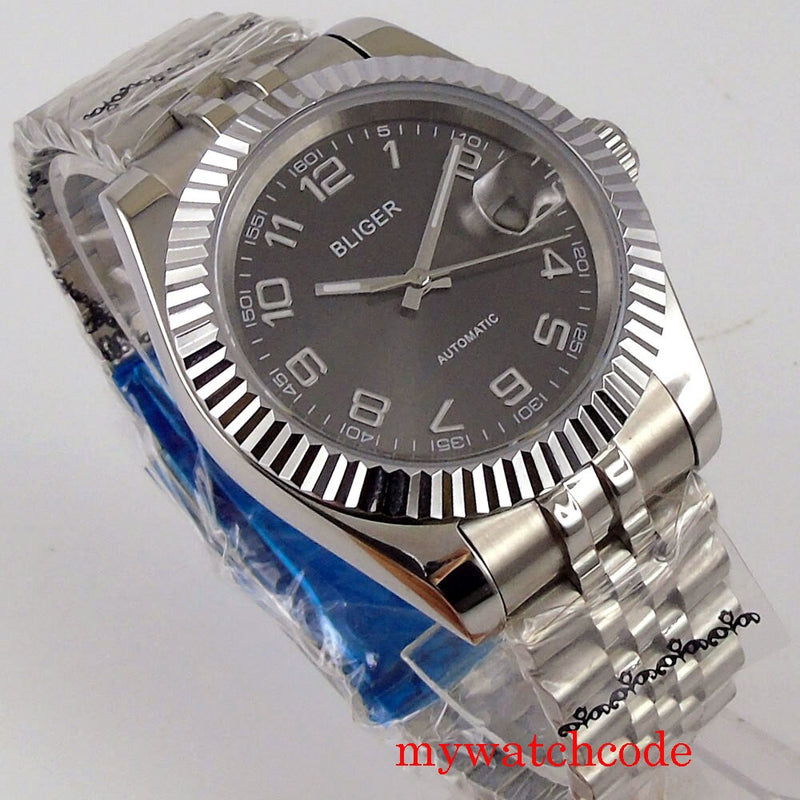 PARNIS 40mm Mechanical Automatic Men Watches MIYOTA 8215 Movement Sapphire Crystal Jubilee Strap Date Luminous Hands