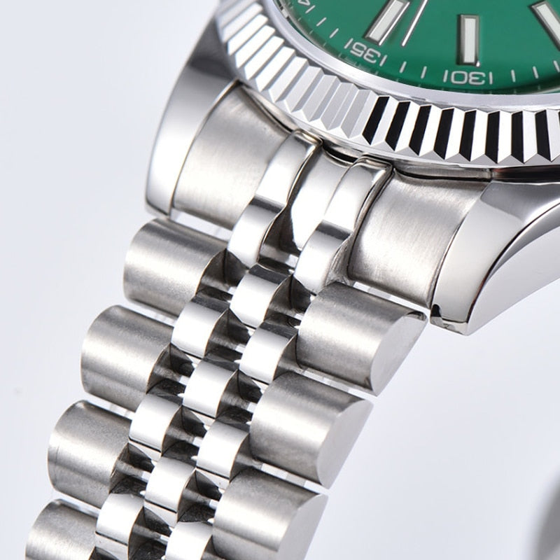 PARNIS New Arrival Green Mechanical Men Watch Fluted Bezel MIYOTA 8215 Sapphire Crystal