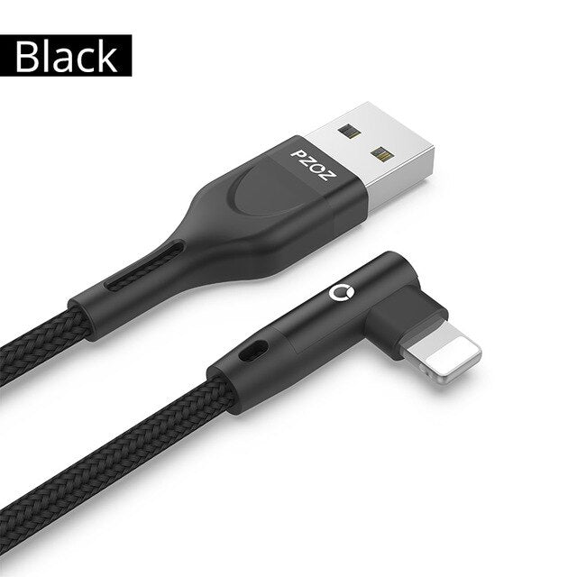 PZOZ For iphone 11 pro Xr Xs Max 8 7s 6 plus 6s 5 5s se ipad cable USB Cable Fast Charging 90 Degree usb cord cable For iphone