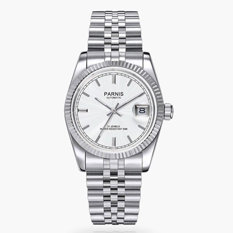 Parnis 36mm Automatic Mechanical Mens Watch Luxury Brand Business  Sapphire Glass Clock Stainless Steel Bracelet Wristwatch Men