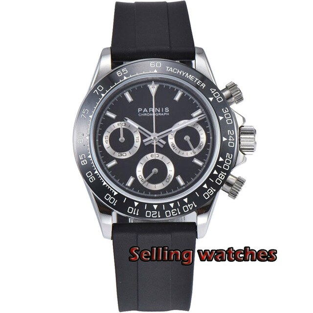 Parnis 39mm Quartz Watch Men Chronograph Top Brand Luxury Pilot Business Waterproof Sapphire Crystal WristWatch