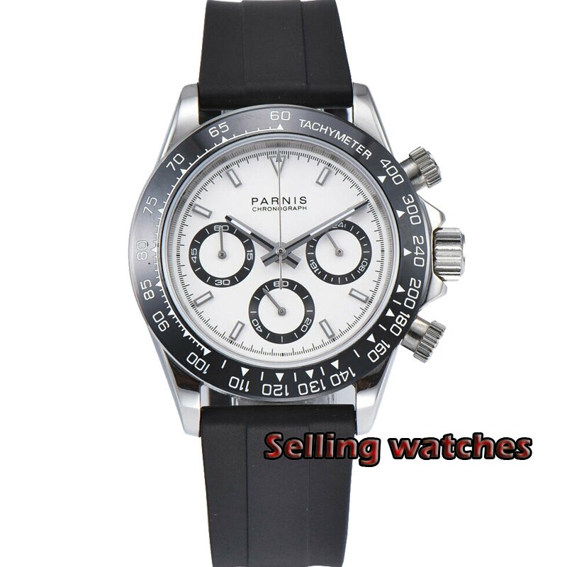Parnis 39mm Quartz Watch Men Chronograph Top Brand Luxury Pilot Business Waterproof Sapphire Crystal WristWatch