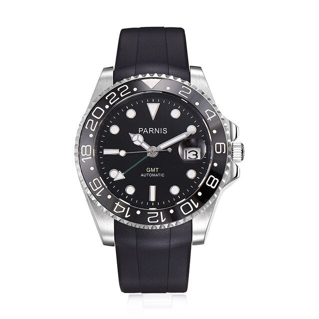 Parnis 40mm Mechanical Men Watches GMT Sapphire Crystal Automatic Diver Men's Watch Clock mecanique automatique hommes montre
