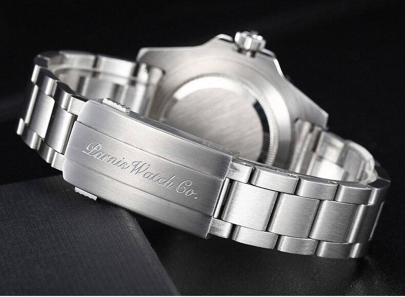 Parnis 40mm Red Bezel Mens Automatic Mechanical Watch Ceramic Diver Date Steel Sapphire Movement Men's Watches zegarki meskie