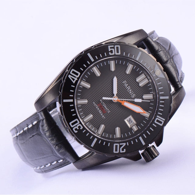 Parnis 44mm Automatic Diver Men Watch Waterproof 200m Metal Mechanical Men's Watches Sapphire Crystal Clock relojes hombre 2019