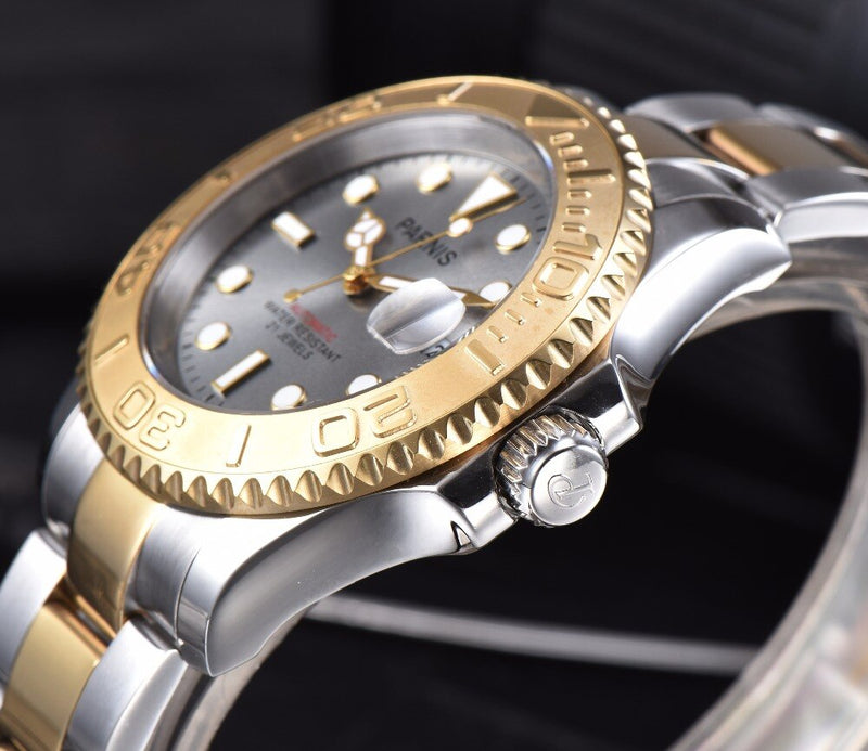 Parnis Deep Sea Series Watch Man Rotating Ceramic 40mm Automatic Watch Folding Clasp Bracelt