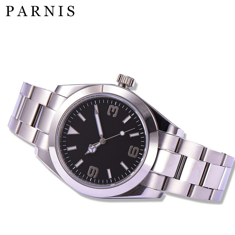 Parnis Sapphire Glass Black Dial 40mm Men's miyota Automatic Watch