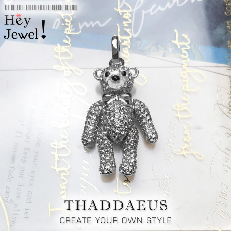 Pendant Teddy Bear,2020 Spring New Fashion 925 Sterling Silver Jewelry Europe Bijoux Cute Accessories Gift For  Woman Men