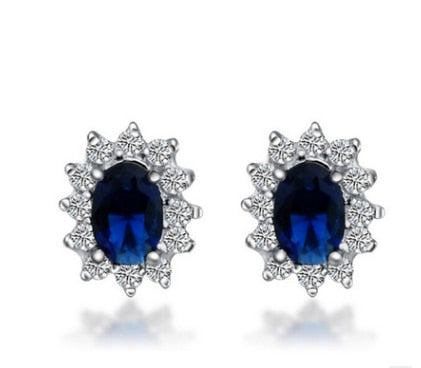 Piercing silver 925 fine jewelry 925 long earrings sapphire earrings blue sapphire snowflake clip earrings silver 925 earring