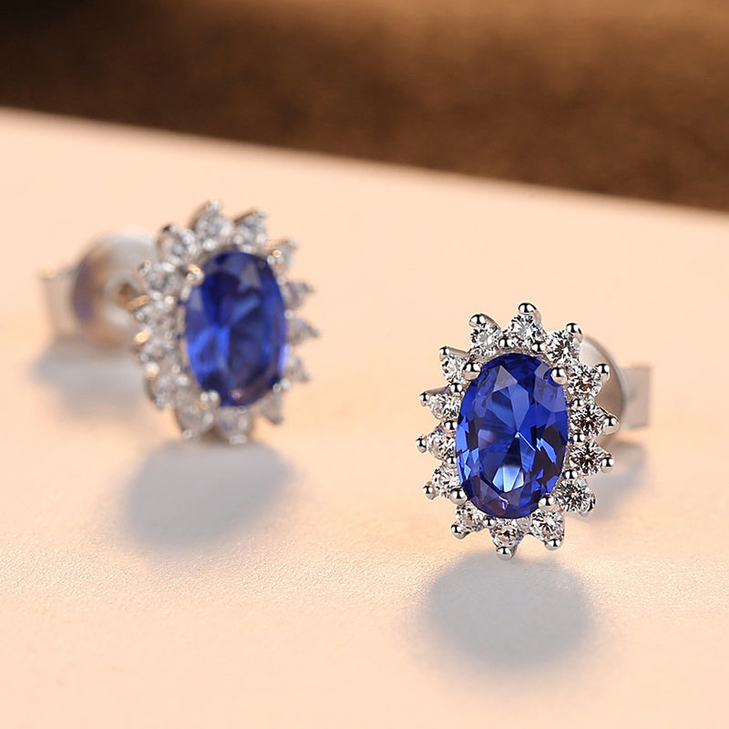 Piercing silver 925 fine jewelry 925 long earrings sapphire earrings blue sapphire snowflake clip earrings silver 925 earring