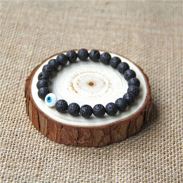 Polished Black Onyx Bracelet Men Evil Eye Beads Stone Bracelet For Men Fashion Jewelry Buddha Health Balance Yoga Reiki Bangle