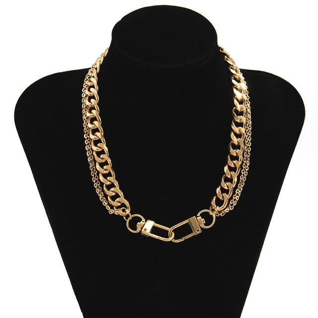 Punk Miami Cuban Choker Necklace Collar Statement Hip Hop Big Chunky Aluminum Gold Color Thick Chain Necklace Women Jewelry