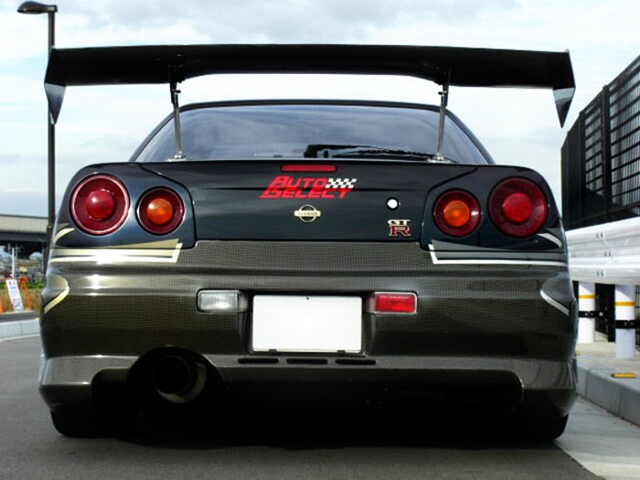 Car Accessories For Nissan Skyline R34 AS Style Carbon Fiber GT Spoiler Glossy Finish AS Rear Wing Trunk Splitter Set Kit