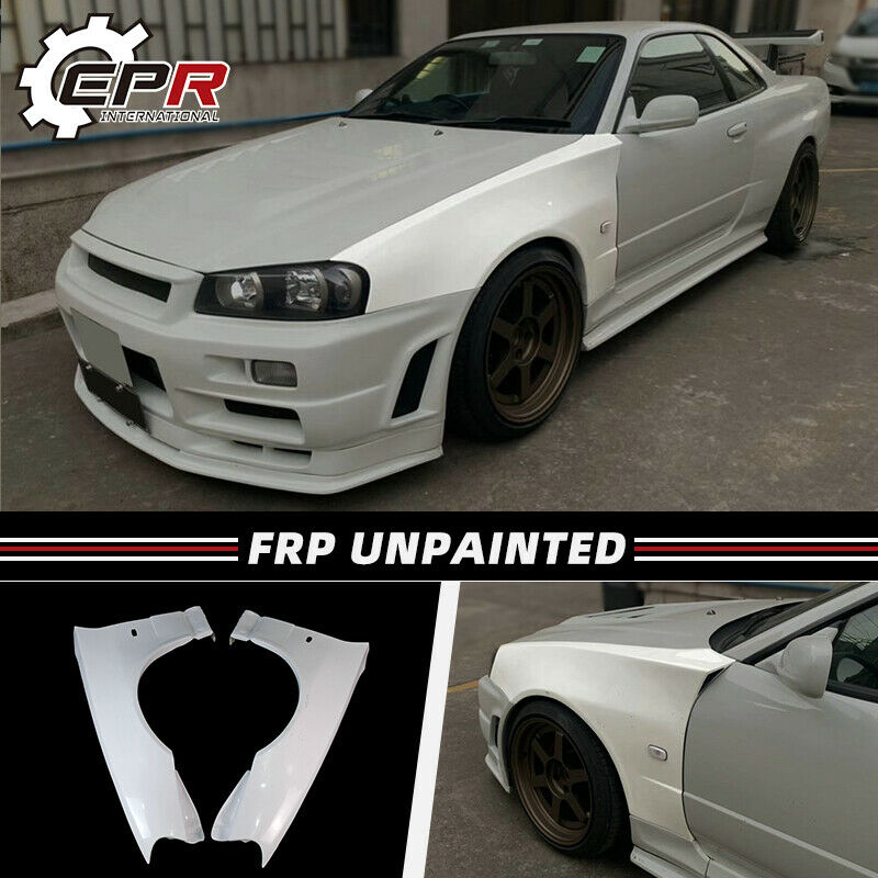 For Skyline R34 GTT ZT Type FRP Unpainted Conversion Front Fender Mudguards (Can only fitted with conversion side & rear fender)