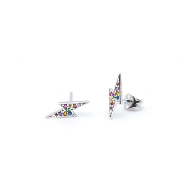 ROXI 925 Sterling Silver Small Hoop Earring Simple Round Circle Zircon Crystal Women's Earrings 2020 Geometric Lightning Jewelry