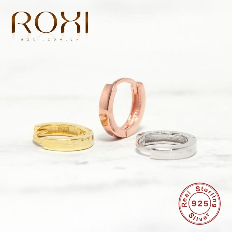 ROXI Minimalism Pendientes Round Glossy Hoop Earrings for Women Cartilage Kolczyki 925 Sterling Silver Fine Jewelry 5/6/7/8/9mm