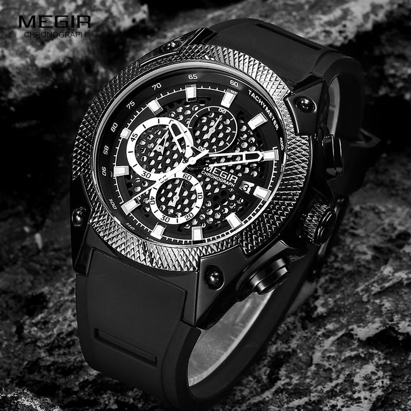 Racing Men Sports Watches Luxury Brand MEGIR GT Watch Silicone Mens Army Quartz Military Wristwatch Gentleman Fashion MN2127G