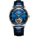 Reef Tiger/RT Blue Tourbillon Watch Men Automatic Mechanical Watches Genuine Leather Strap relogio masculine RGA1930