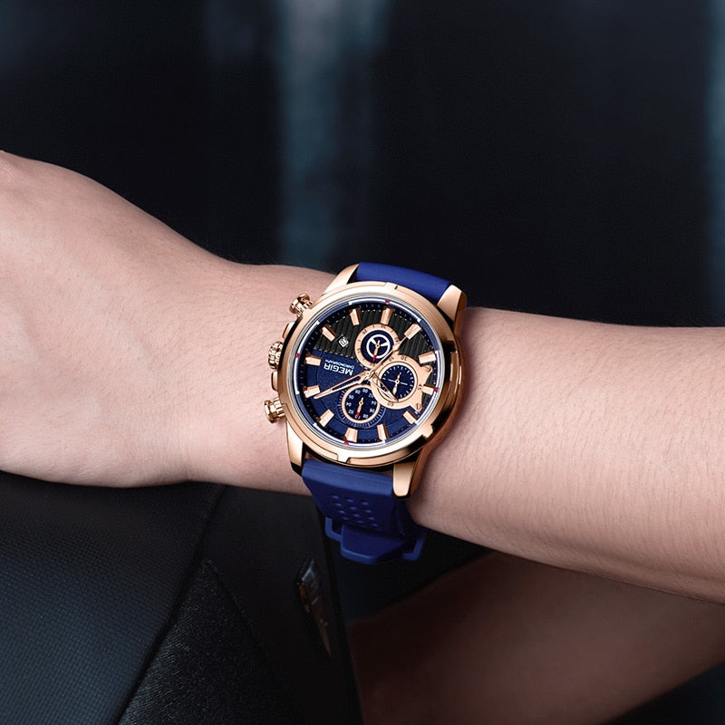 Relogio Masculino MEGIR New Sport Chronograph Silicone Mens Watches Top Brand Luxury Quartz Clock Waterproof Big Dial Watch Men