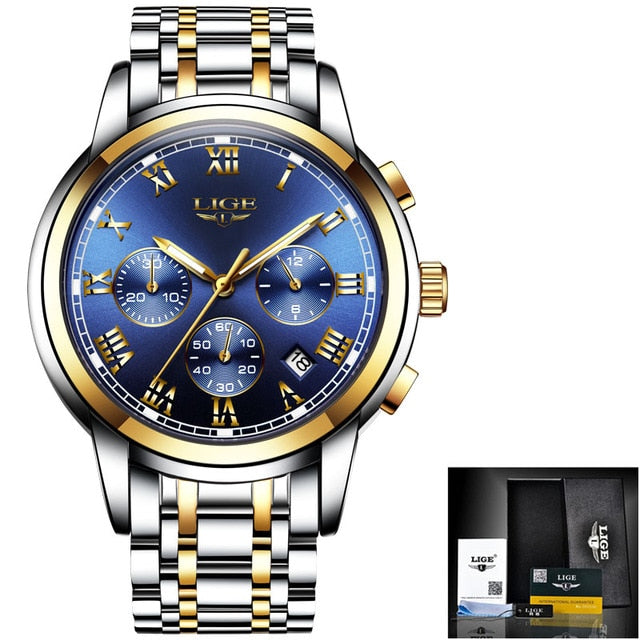 Relojes Hombre 2020 LIGE New Watches Men Luxury Brand Chronograph Male Sport Watches Waterproof Stainless Steel Quartz Men Watch