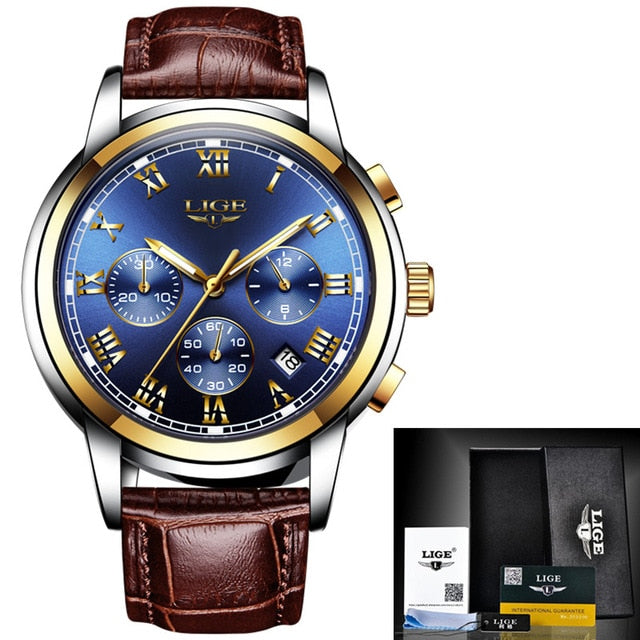 Relojes Hombre 2020 LIGE New Watches Men Luxury Brand Chronograph Male Sport Watches Waterproof Stainless Steel Quartz Men Watch