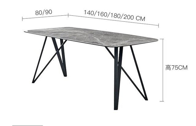 Rock board dining table light luxury gray marble dining table and chair combination