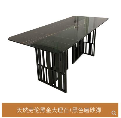 Rock marble rectangular dining table Nordic luxury industrial style desk brushed copper post-modern stainless steel table