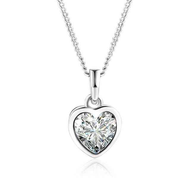 Romantic Heart Pure Pendant Necklaces for Women Rose Gold Color Rhinestones Wedding Jewelry For Women Xmas Gift N130