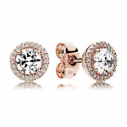 Rose Classic Elegance Signature Circles Padlock-inspired Love Locks 925 Sterling Silver Earring For Women Gift Pandora Jewelry