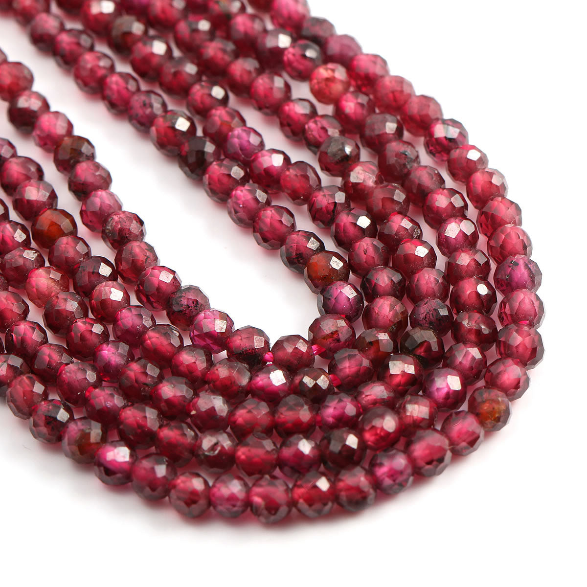Round Shape Garnet Faceted Beads Natural Stone Beads Making for Jewelry DIY Bracelet Necklace 2 3 4 5 mm