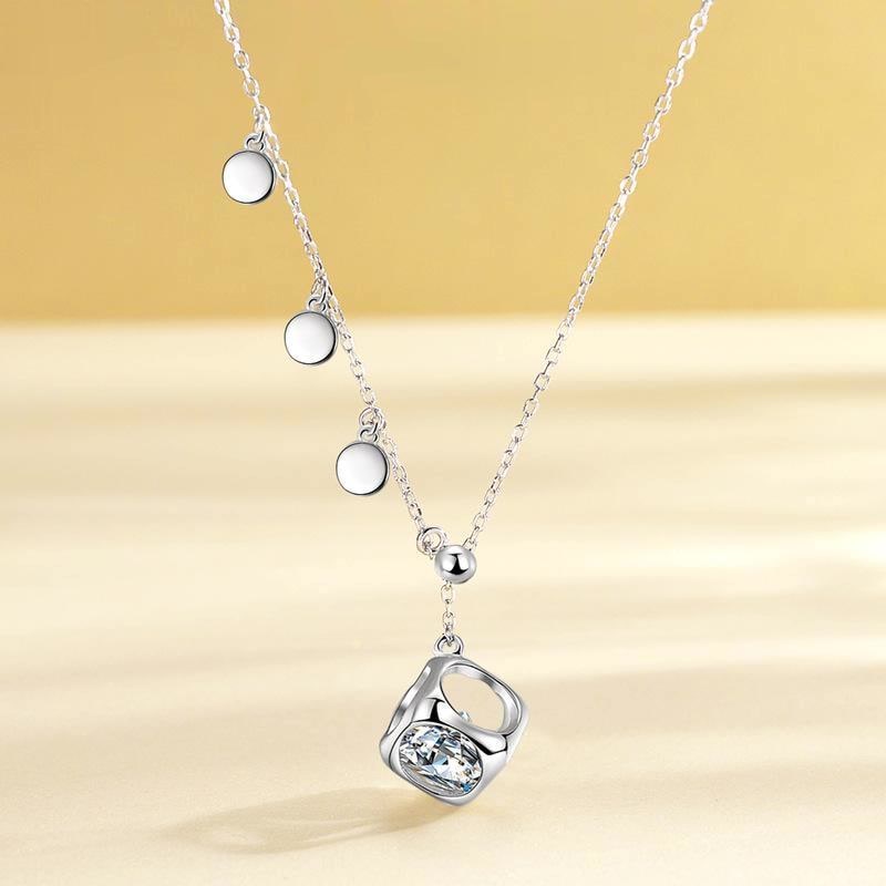 S925 Sterling Silver Necklace Rubik's Cube Diamond Tassel Necklace Fashion Sterling Silver Jewelry Women Jewelry