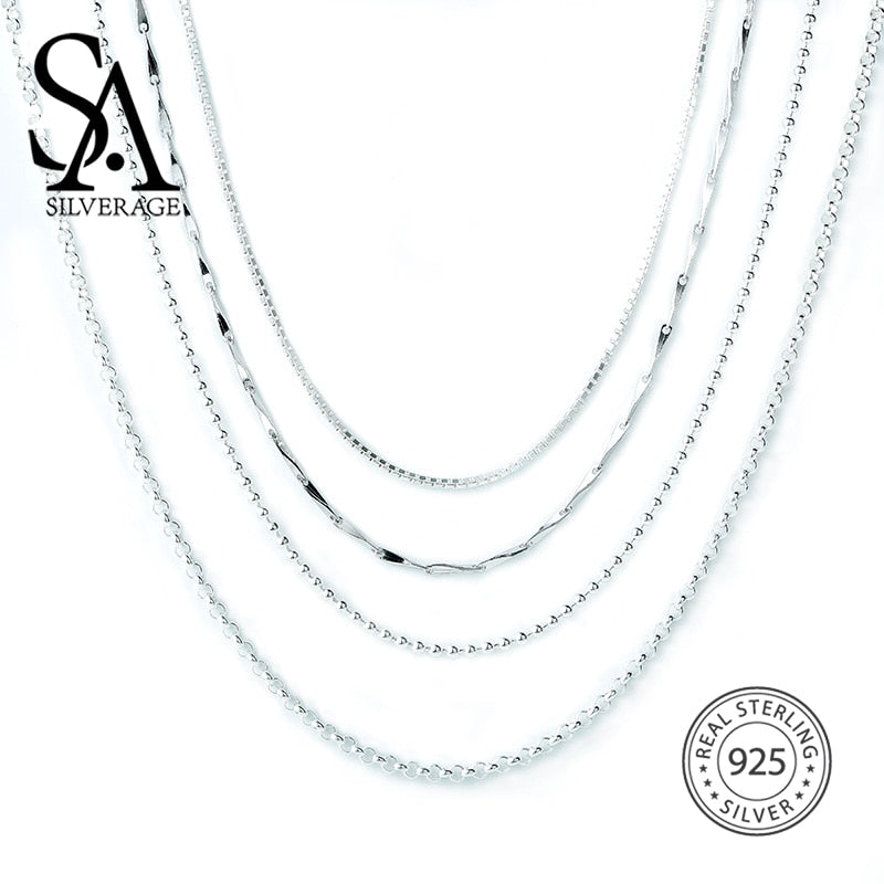 SA SILVERAGE S925 Sterling Silver Accessory Chain Matching S925 Silver Necklace 16/18 Inch