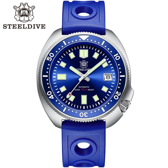 SD1970 Steeldive Brand 44MM Steel Case Waffle Strap Men NH35 200M Waterproof Diver Watch with Ceramic Bezel