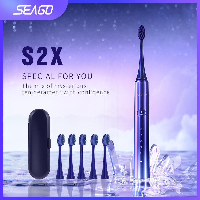 SEAGO Rechargeable Ultrasonic  Electric Toothbrush Sonic 5 Mode Waterproof Fast charging Tooth Brush Adult Couple Gift Teeth