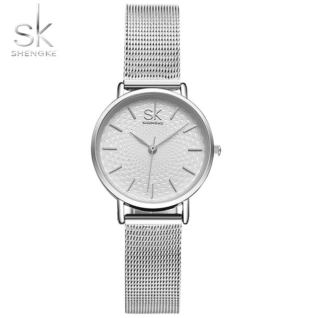 SK Super Slim Sliver Mesh Stainless Steel Watches Women Top Brand Luxury Casual Clock Ladies Wrist Watch Lady Relogio Feminino