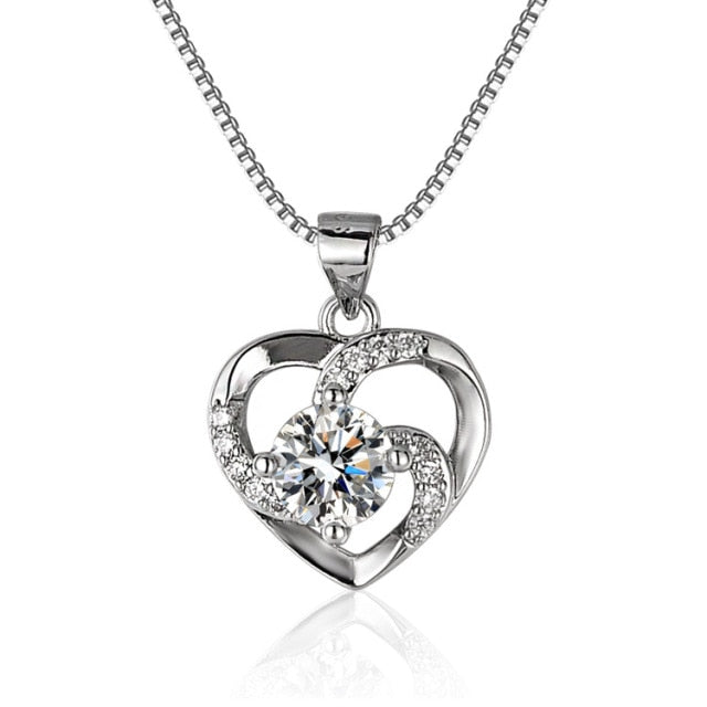 SODROV 925 Sterling Silver Pendant Necklace For Women Heart Necklace Silver 925 Jewelry Women Necklace 925