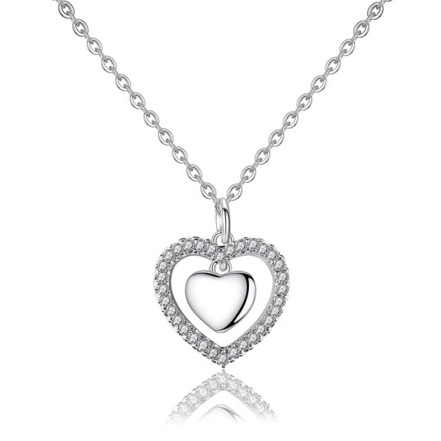 SODROV 925 Sterling Silver Pendant Necklace For Women Heart Necklace Silver 925 Jewelry Women Necklace 925
