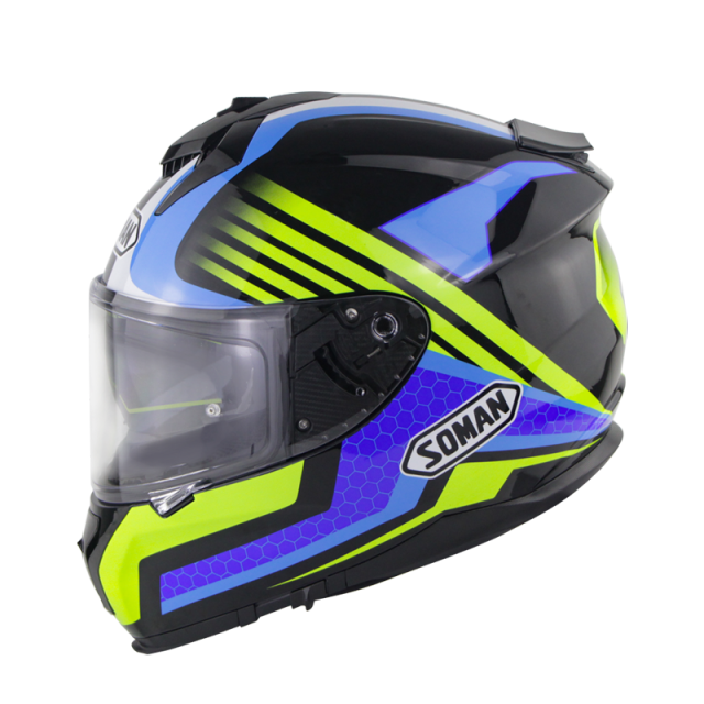 SOMAN Casque Moto Full Face ECE Approved Visor Motorcycle Helmet Cascos Inalambricos Skull Printed Cool Racing Motorbike Helmets