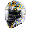 SOMAN Casque Moto Full Face ECE Approved Visor Motorcycle Helmet Cascos Inalambricos Skull Printed Cool Racing Motorbike Helmets