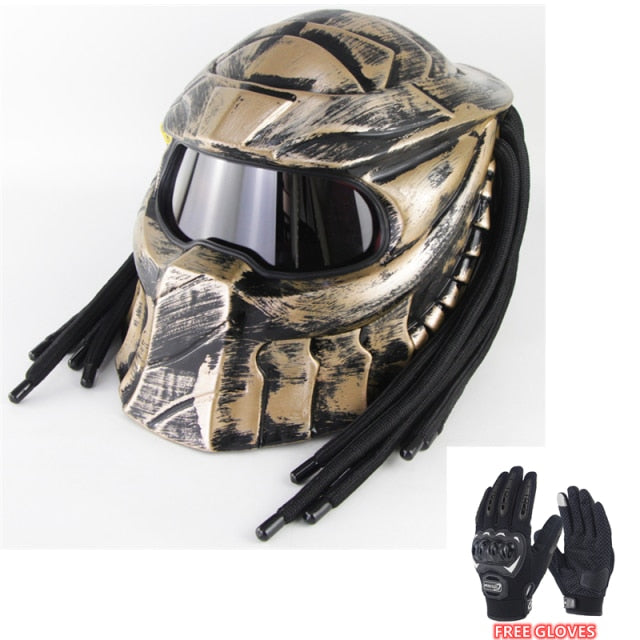 SOMAN Cool Predator Helmet DOT Approved Men Retro Moto Helmet Predator Custom Full Face Motorcycle Helmets Black Braid Casco ECE