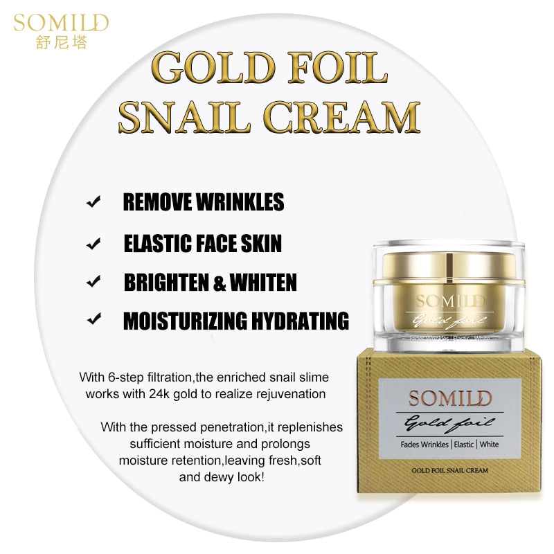 SOMILD 24K Gold Face Cream Snail Essence Anti Aging Skin Care Wrinkle Blemish Remove Korean Cosmetics Eye Cream Facial Whitening